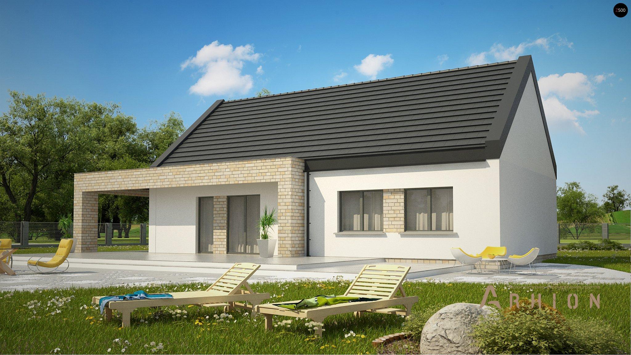 3. Проект одноэтажного дома в стиле барн с двускатной кровлей, Z53 A, площадью - 132 кв c терассой